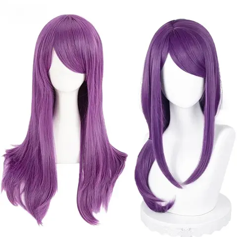 애니메이션 코스프레 Kamishiro Rize 코스프레 가발 70cm 보라색 Rize Kamishiro 가발 내열성 합성 머리 가발 할로윈 파티