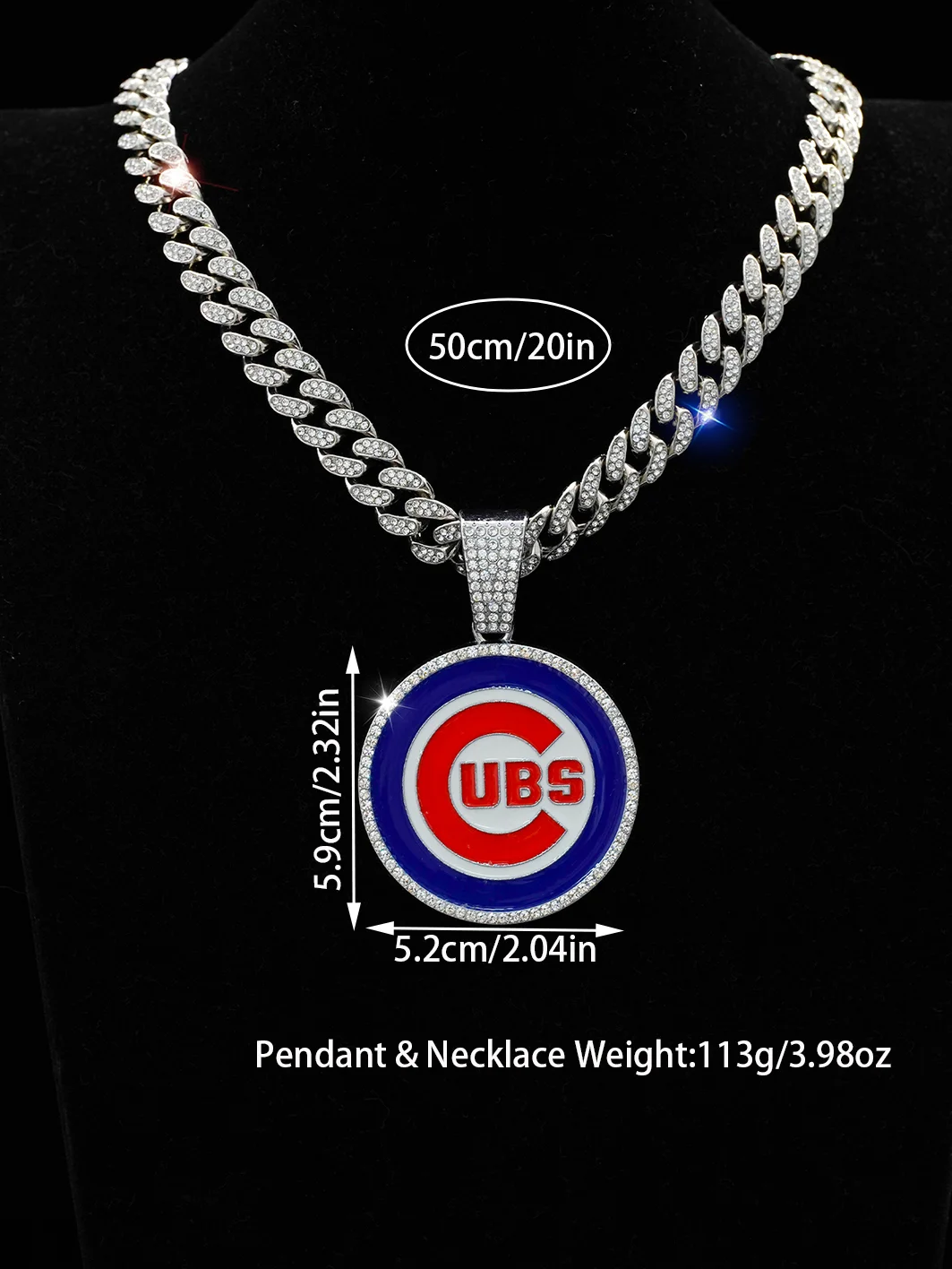 Men\'s Hip-Hop Pendant Necklace - Round Shaped Pendant with 20-Inch Cuban Chain for a Stylish Look，Designed for Fans of soccer