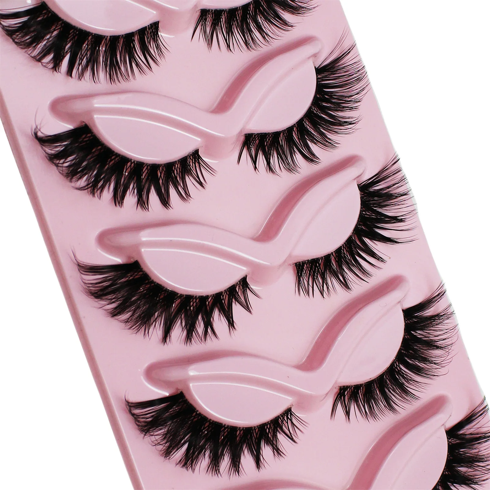 5 Pairs Cat Eye Lashes False Eyelashes Winged End Eye Elongated Eyelashes Fake Lashes Soft Natural long Full Strip Lashes
