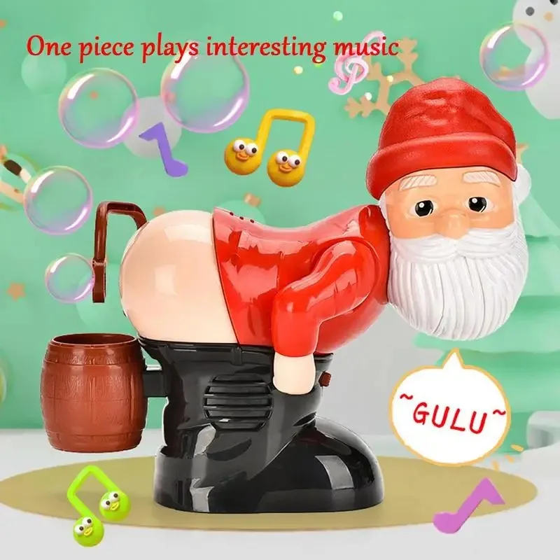 Funny Bubble Machine Santa Bubble Toy Electric Santa Butt Blowing Bubbles with Music and Lights Christmas Gift for Kids