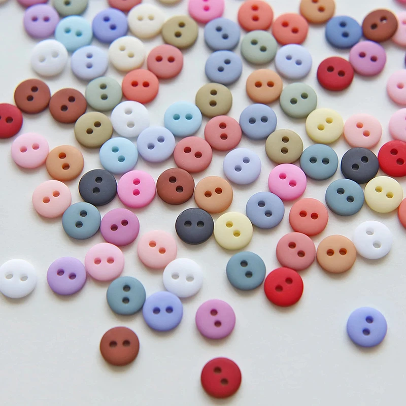 7.5mm Mini Resin Round 2-Hole Doll Clothes Buttons for DIY Handcraft Supplies Sewing Embellishments Scrapbooking Card Making