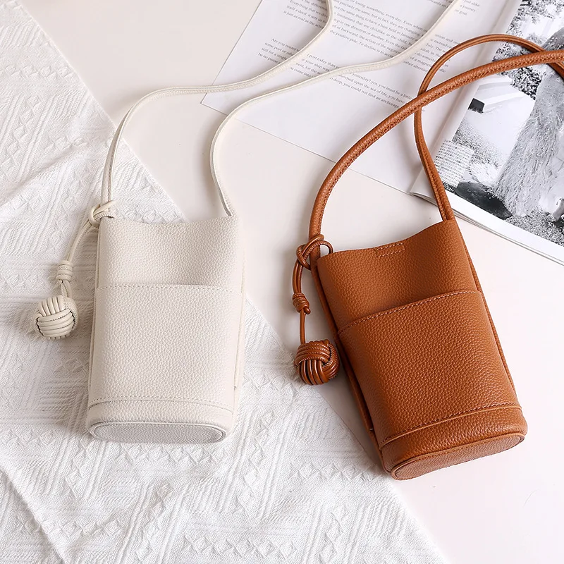 High-end Woven Ball Soft Leather Sling Bag for Women's Mobile Phones 2025 Korean Version New Simple and Lightweight Small Bag
