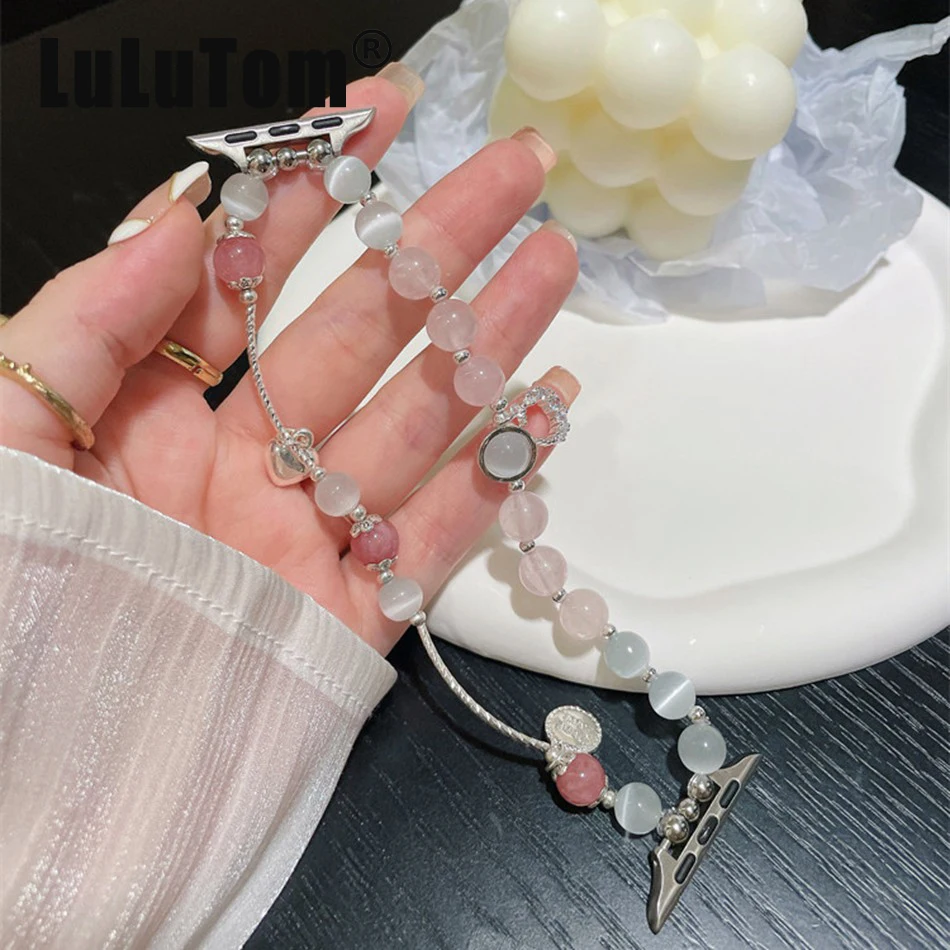 

Ремешок для Apple Watch UItra 8 7 49 мм 45 мм 44 мм Grace Pink Glass Beads Moon браслет-браслет для iWatch Series 6 5 SE 42 мм 40 мм 38 мм
