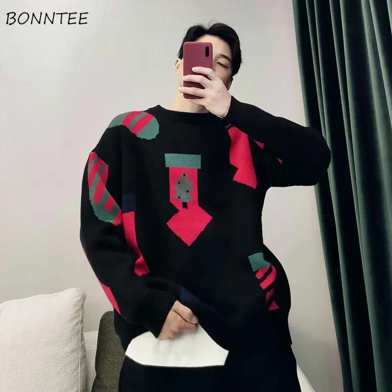

Мешковатые пуловеры для мужчин, винтажные пары, теплые рождественские вязаные свитера, американская мода, красивый Sueter Hombre, уличная одежда, повседневная