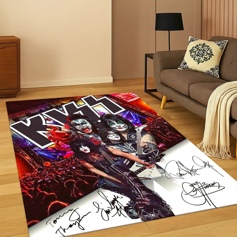 Kiss Rock Heavy Metal Band Carpet Rug for Bedroom Living Room Sofa Playroom Doormat Home Decor,Kid Game Area Rug Non-slip gift
