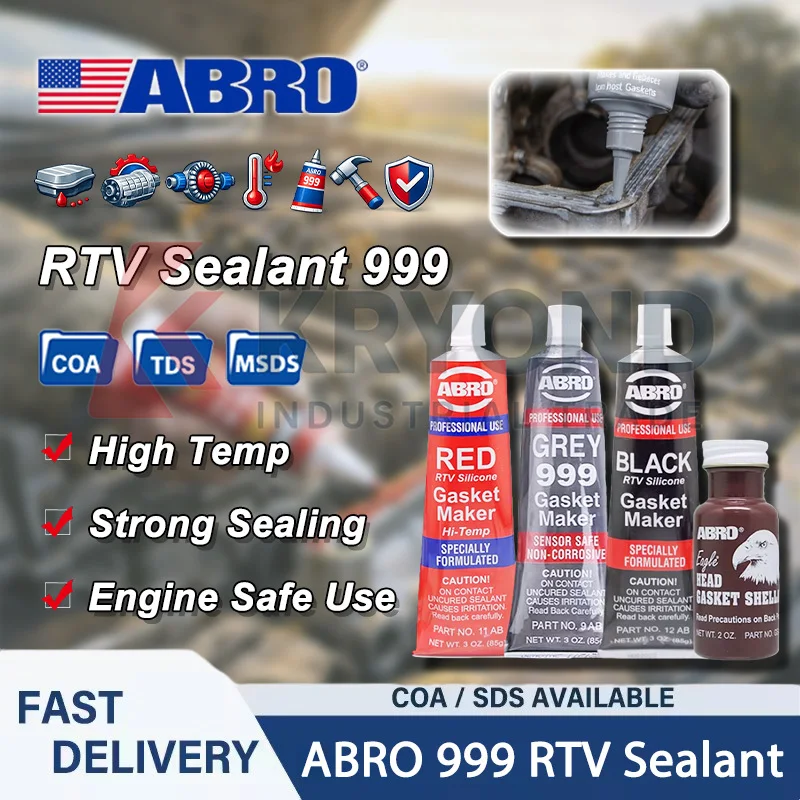 ABRO 999 RTV Silicone Gasket Maker for Engine Pan Transmission Differential High Temperature Repair Leakproof Sealant Vehicle