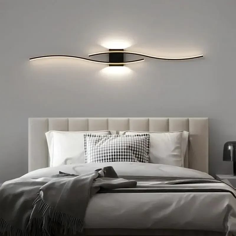 Modern Wall Lamp LED Black White Gold Background Decorative Light For Living Room Bedroom Bedside Indoor Lighting Fixture sconce