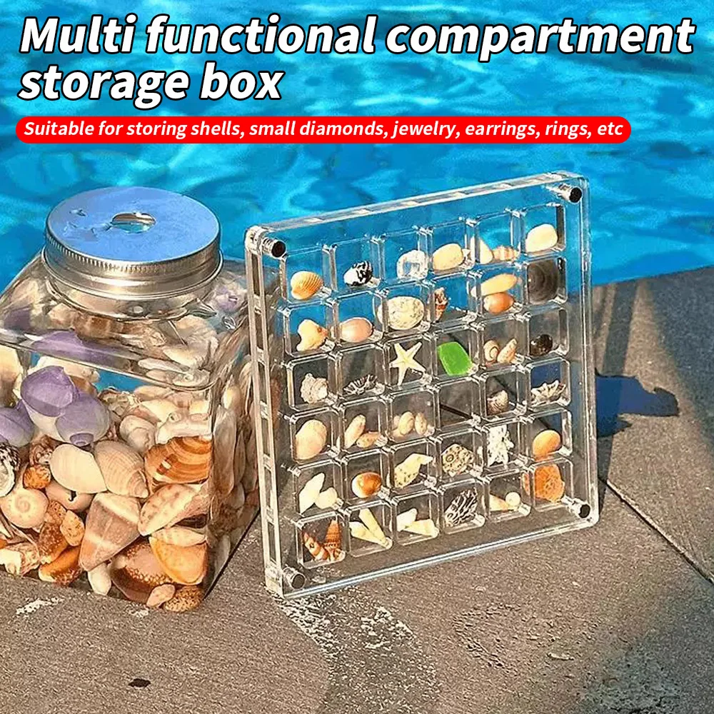 Multifunctional Compartment Storage Box 36/64 Small Compartments for Jewellery Nail Art Shells Diamonds Organizer Case