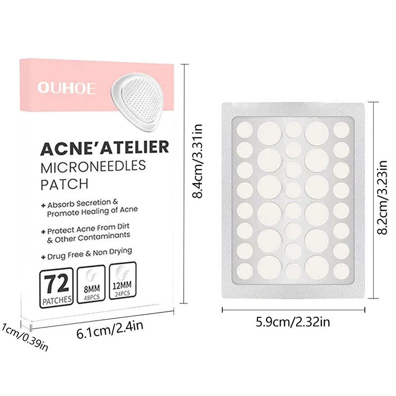 72 pçs espinha remendo invisível acne remoção cuidados com a pele adesivos corretivo rosto ponto beleza maquiagem ferramentas