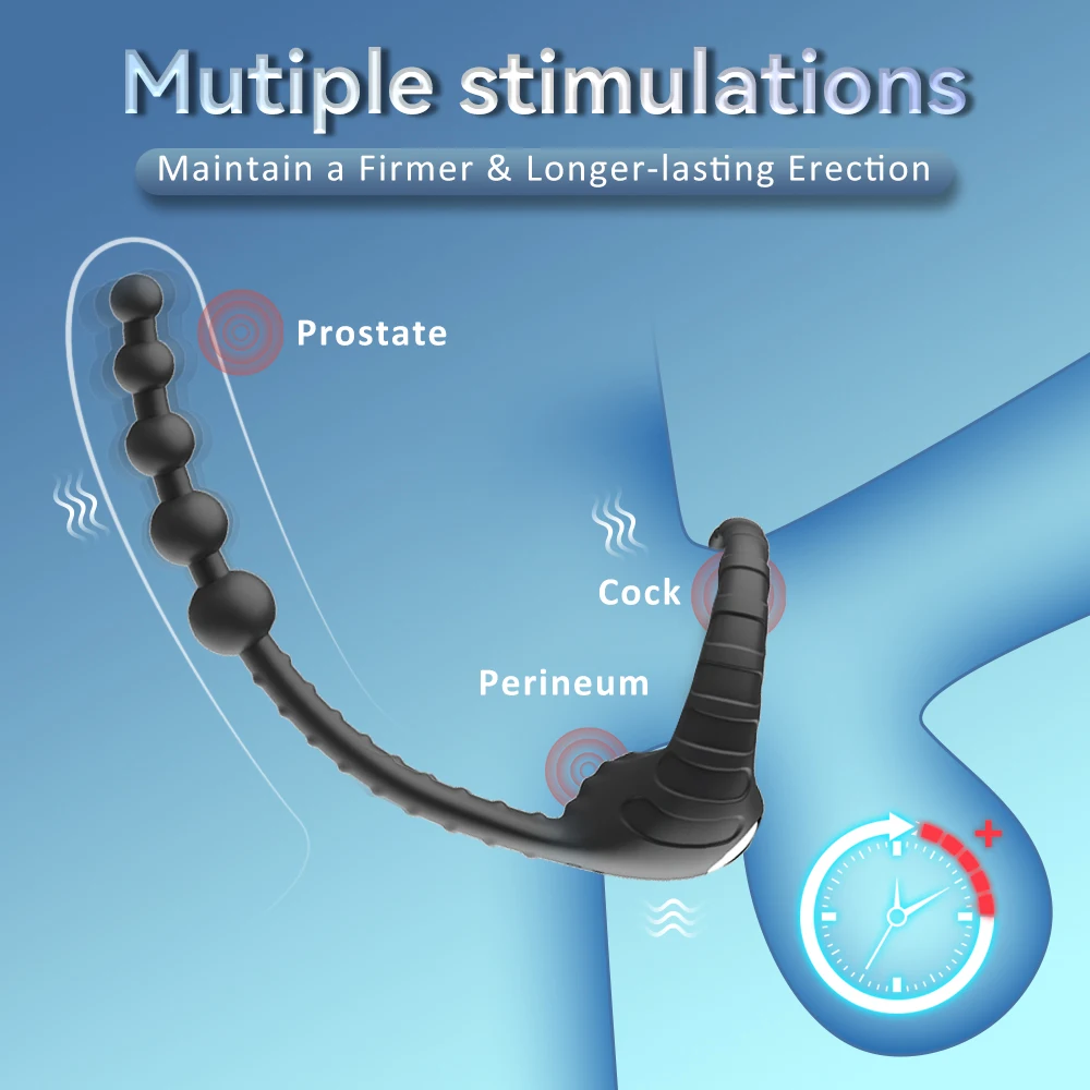 Fernbedienung Cockring Vibrator Anal Butt Plug 10, Vibration Prostata-Massagegerät Verzögerung der Ejakulation Penisring Sexspielzeug für Männer