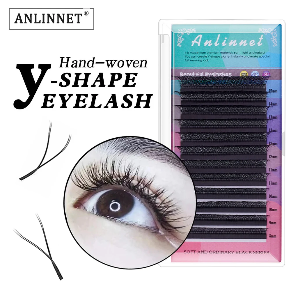 Anlinnet YY shape false eyelashes woven premium Mink lashes Soft Natural eyelash extensions Individual C/D curl yy eyelashes