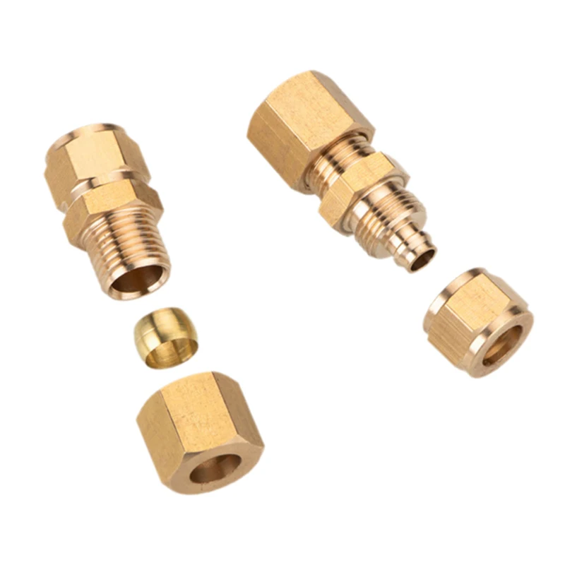 5Pcs Brass card sleeve quick twist straight copper tube to gas tube PU/nylon tube adapter 6 8 10mm Straight copper pipe Fitting