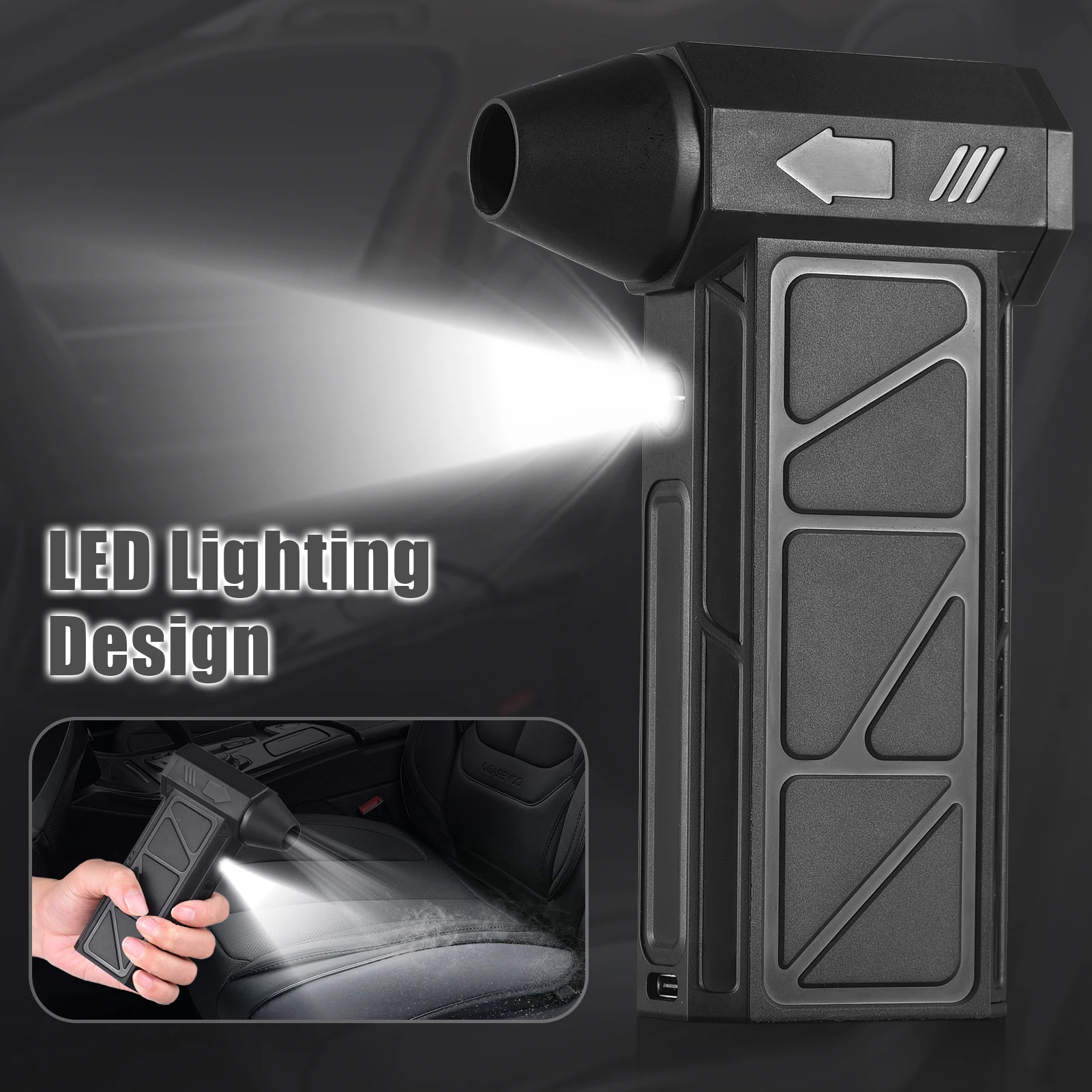 

Электрическая воздушная тряпка с подсветкой, 130000 об/мин, 4-скоростная регулируемая беспроводная портативная струйная сухая вентилятор со съемным всасыванием и щеткой Нет