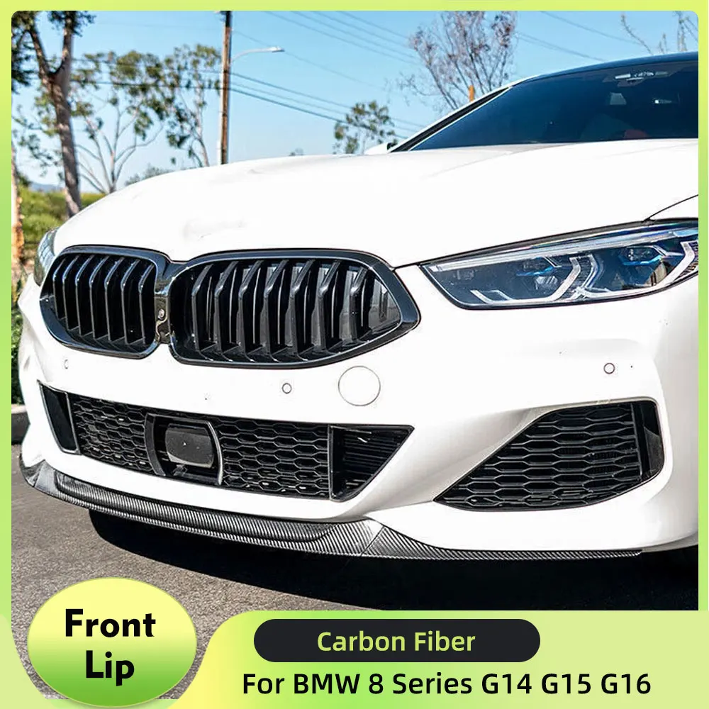 

Car Front Bumper Lip Spoiler Splitters for BMW 8 Series G14 G15 G16 2018-2024 Real Carbon Fiber Car Front Lip Chin Apron Guard