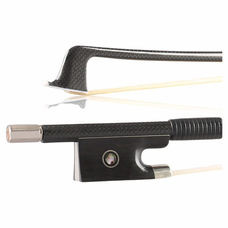 Handmade Professional G130 Top Grade Plaid Pattern Carbon Fiber Round  Violin Bow 4/4 - 1/2 Size