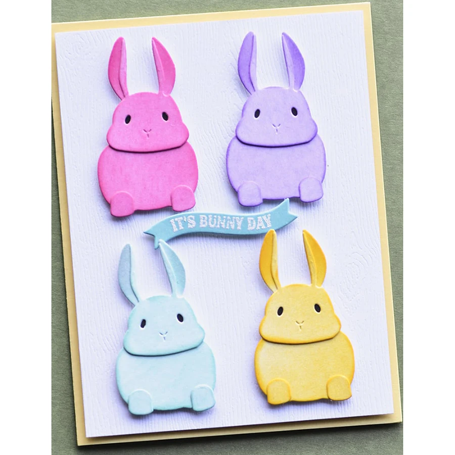 Rabbit Combination Carbon Steel Cuddle Bunny Metal Cutting Die Suitable for Decorative Scrapbook Album Festival Card Making 2024