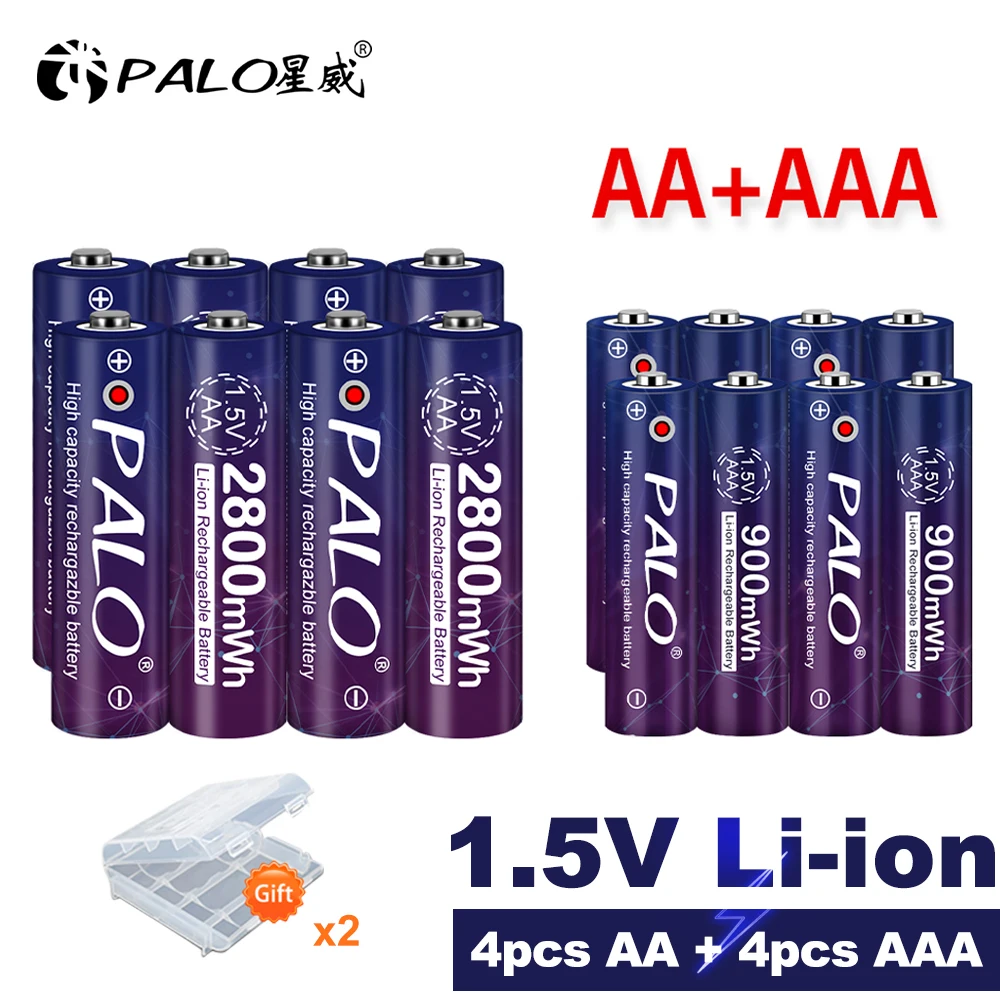 1.5V AA+AAA Rechargeable Battery 1.5v AA 2800mWh AAA 900mWh lithium Li ion Li-ion Batteries for MP3 Player Toys Remote Controll