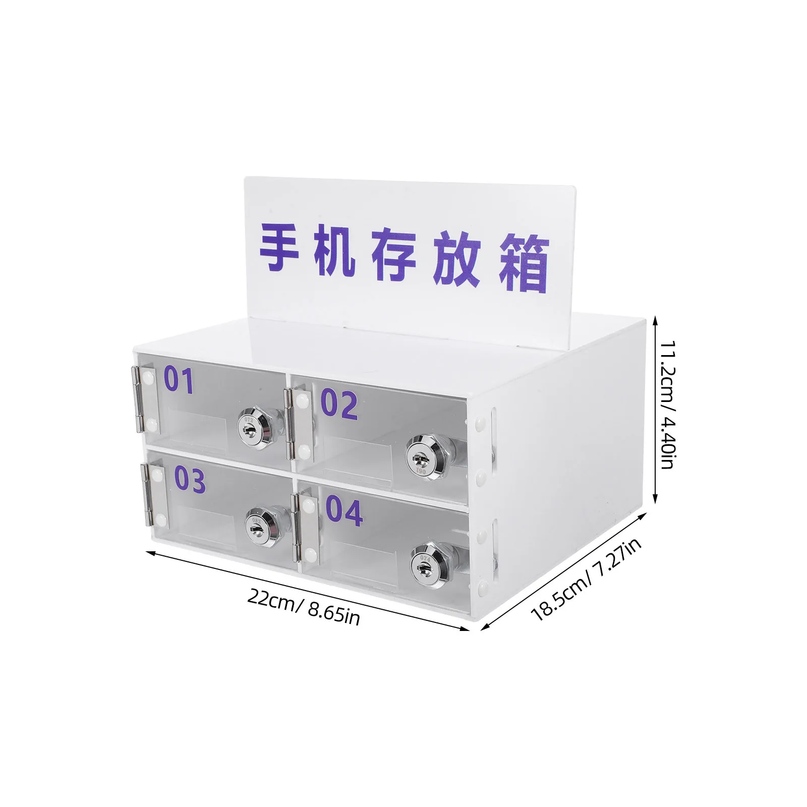 خزانة تخزين للهاتف الخلوي من الأكريليك، منظم 4 شبكات، قفل آمن، مقصورات واسعة، رؤية شفافة، مكتب الفصول الدراسية #3