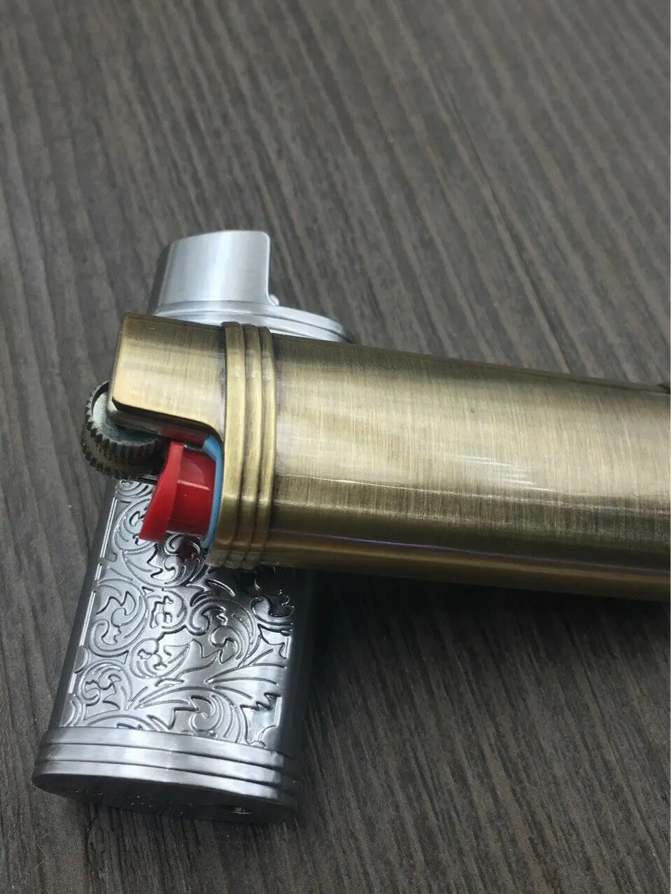 New Metal Tangcao Fuguihua Pattern Lighter Case Is Suitable for Bic J5 Lighter