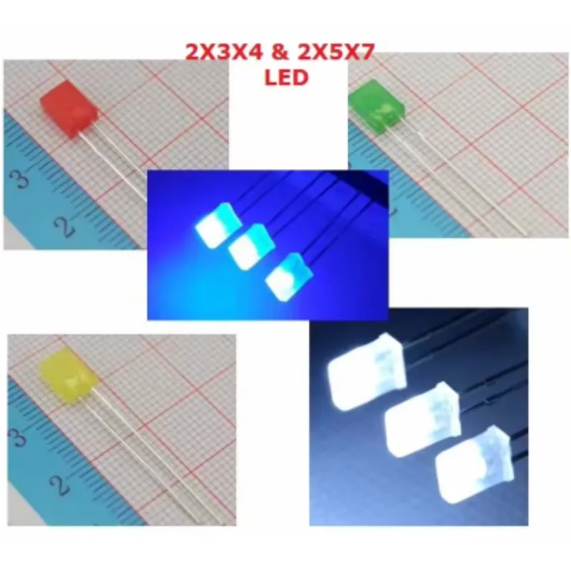 1000個-2-3-4mm-2-5-7mm-スクエアdip-led-2x5x7-2x3x4-白-赤-黄-緑-青-高輝度高品質ビーズ発光ダイオード