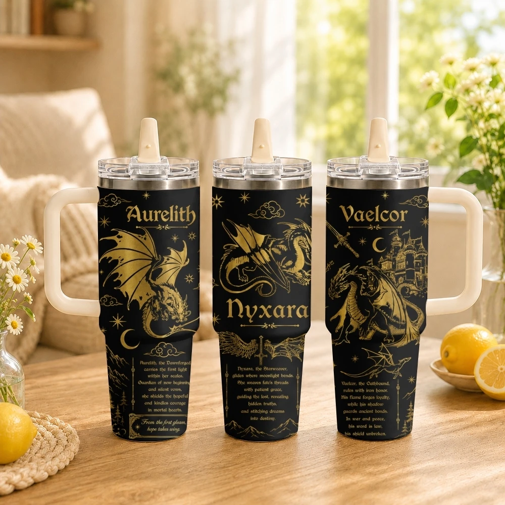 Magical Fantasy Dragon Art Vacuum Flasks 40oz Thermal Tumbler with Handle Stainless Steel Insulated Water Portable Mug Cup