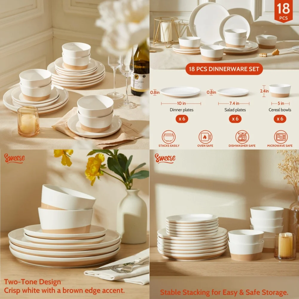 

Набор керамической посуды, набор современной фарфоровой посуды из 18 предметов, набор элегантной посуды с ручной росписью, коллекция посуды