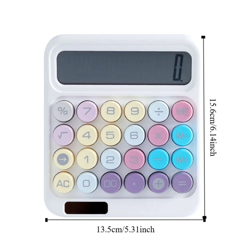 Large LCD Display Mechanical Calculator High Sensitivity Button Big Round Button Desktop Calculator High Beauty Candy Colored