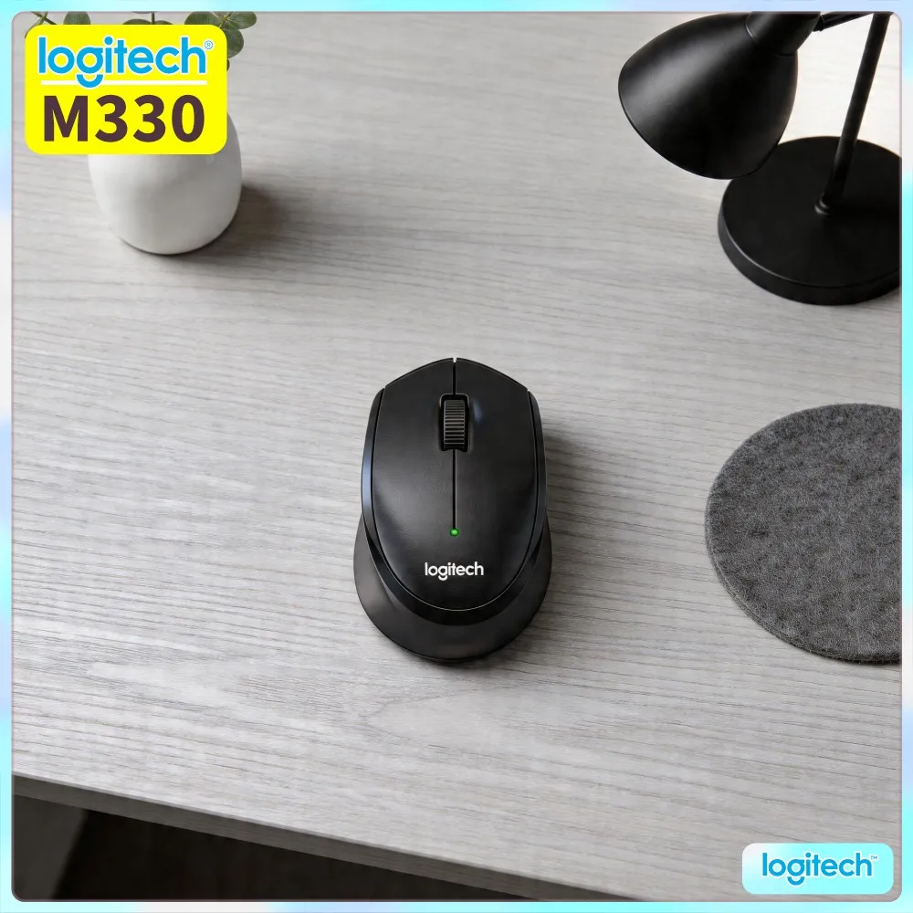Logitech M330 Wireless Ergonomic Mouse 2.4Ghz Silent Clicks High Precision Lightweight For Mac Windows PC Laptop Chromebook