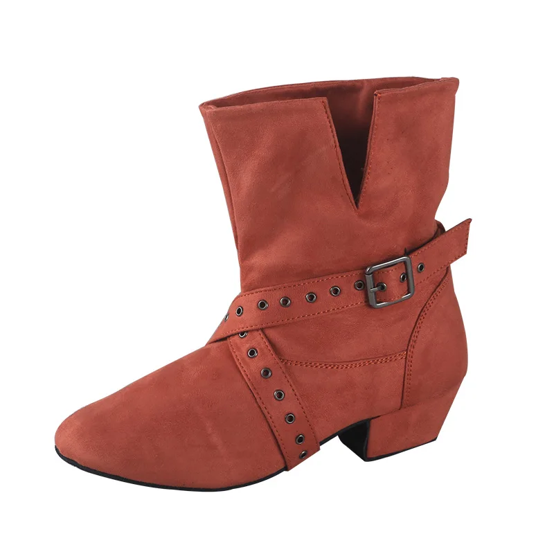 Wedopus 28 Colors Customized Heel Salsa Dance Boots Pink Suede Short Boots for Dance Warm Up Dance Shoes Ankle Boot