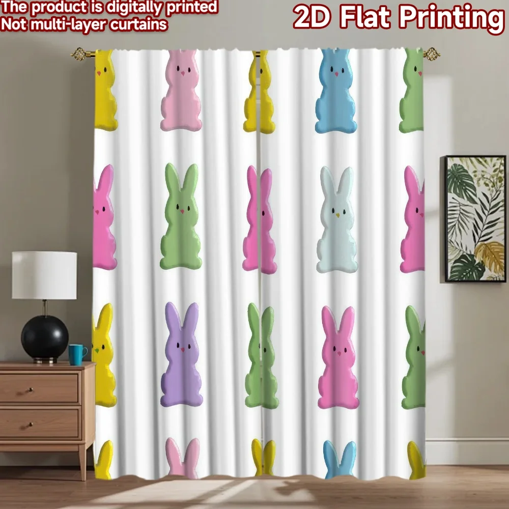

1pc 2D flat Photography Backdrop Background cloth Easter Colorful Bunnies 100% Polyester Party Decorations for Bedroom