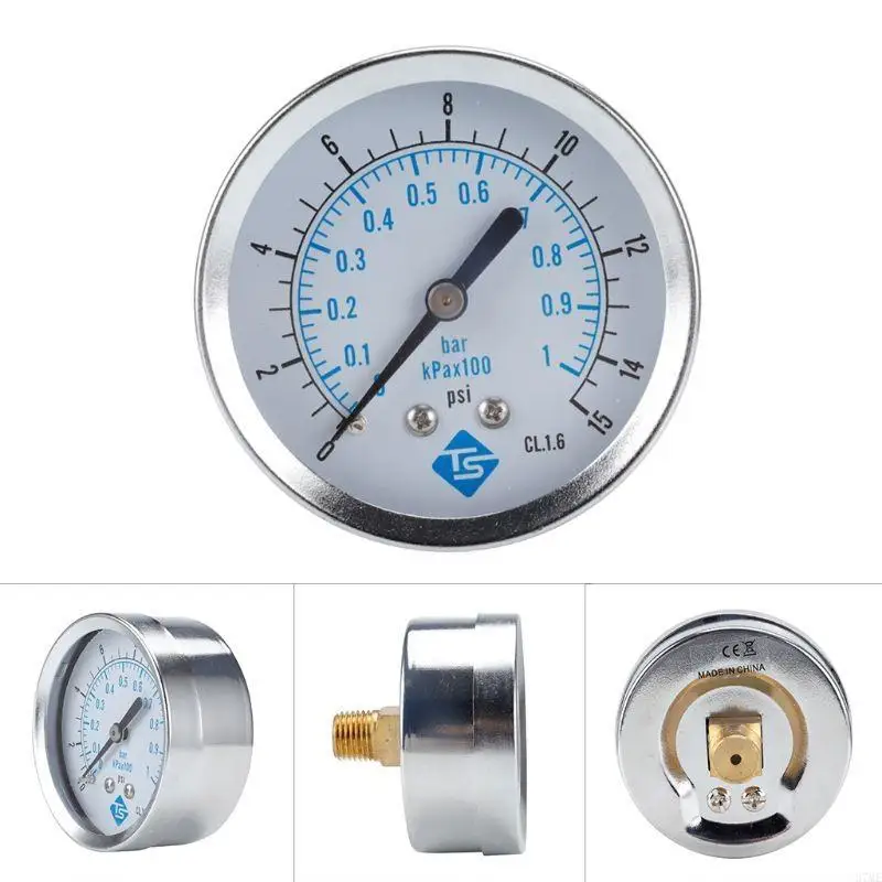 

37ME Dial Type Pressure Gauge Metal Frame Dual Scale 0-15psi 0-1bar/kpa for Industry