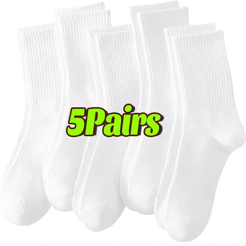 Cotton Sports Socks Unisex Soft Comfortable Breathable Casual Socks Black White Mid Tube Solid Color for Men Women Classic Socks, image 12