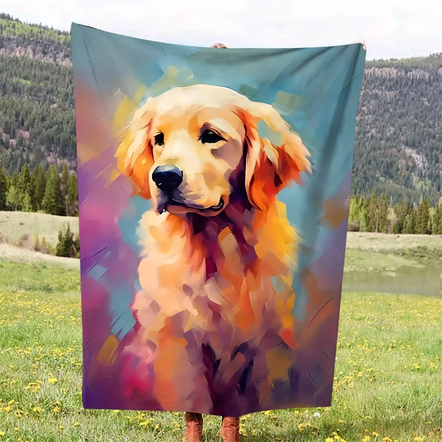 Hui Mo Cute Golden Hair Pattern Gift to Friends Soft Blanket Flannel Blanket One Piece view 2
