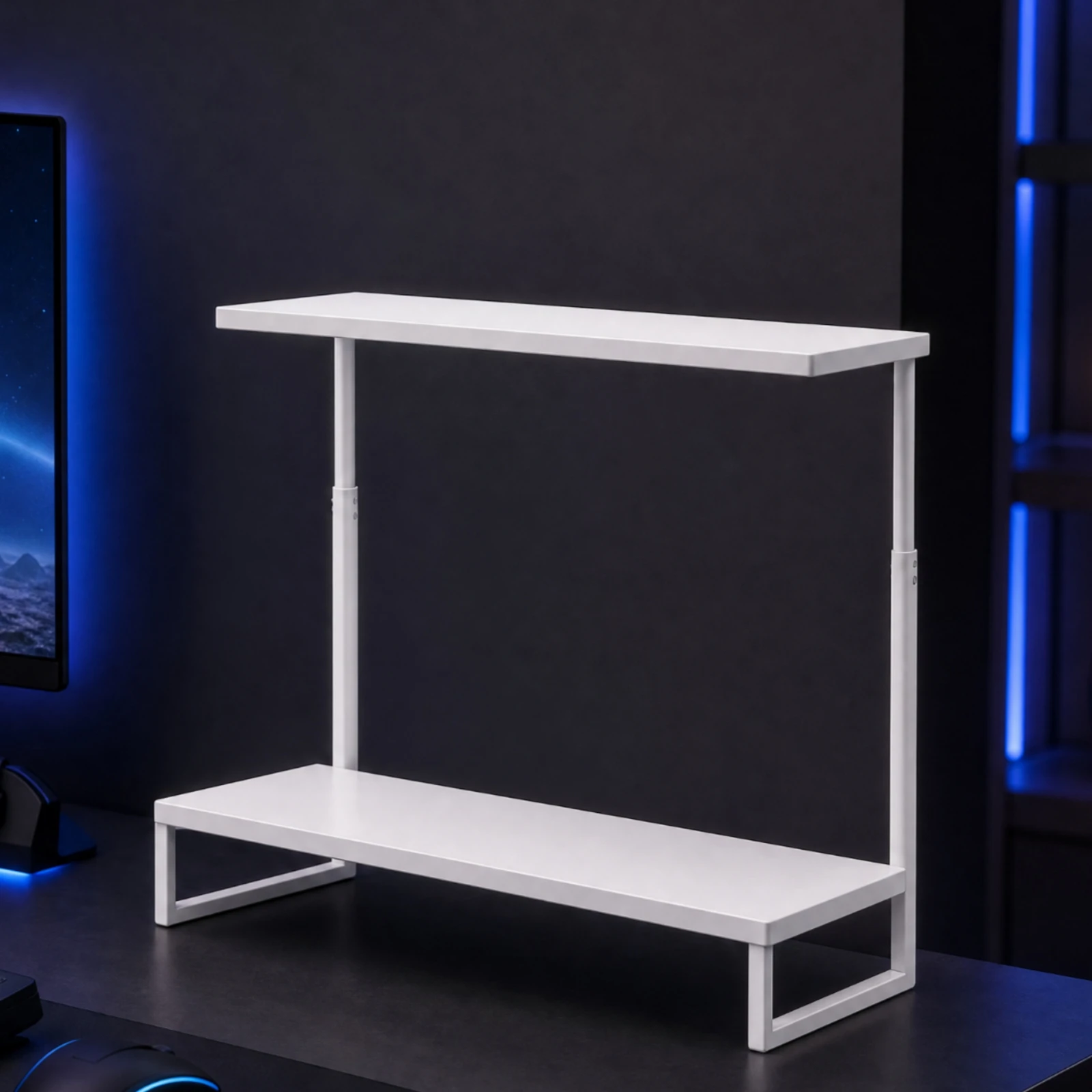 Two-Tier Monitor Stand Ergonomic Monitor Stand with Lower Platform Desktop Organizer Clutter-Complimentary Desk Accessory Easy