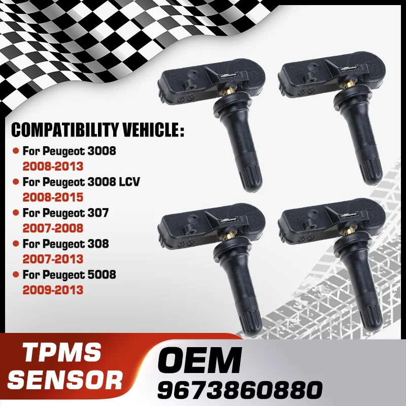 

9673860880 Car Tire Pressure Monitor Sensor TPMS For Peugeot 3008 Peugeot 3008 LCV Peugeot 307 Peugeot 308 Peugeot 5008 433 MHz