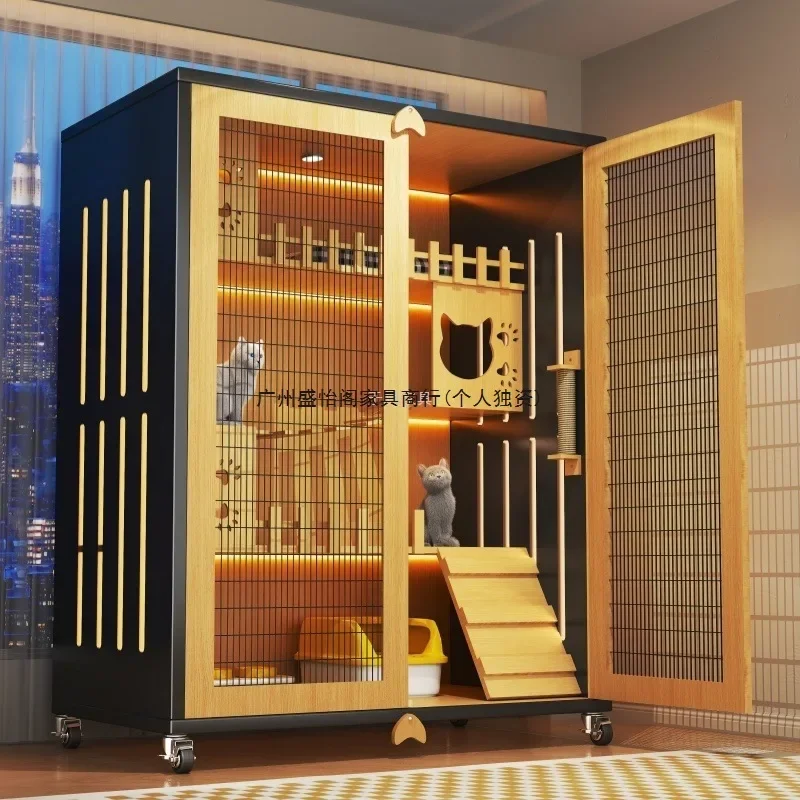 Cat villa household large free space iron mesh door cat cage nest balcony artifact universal in all seasons