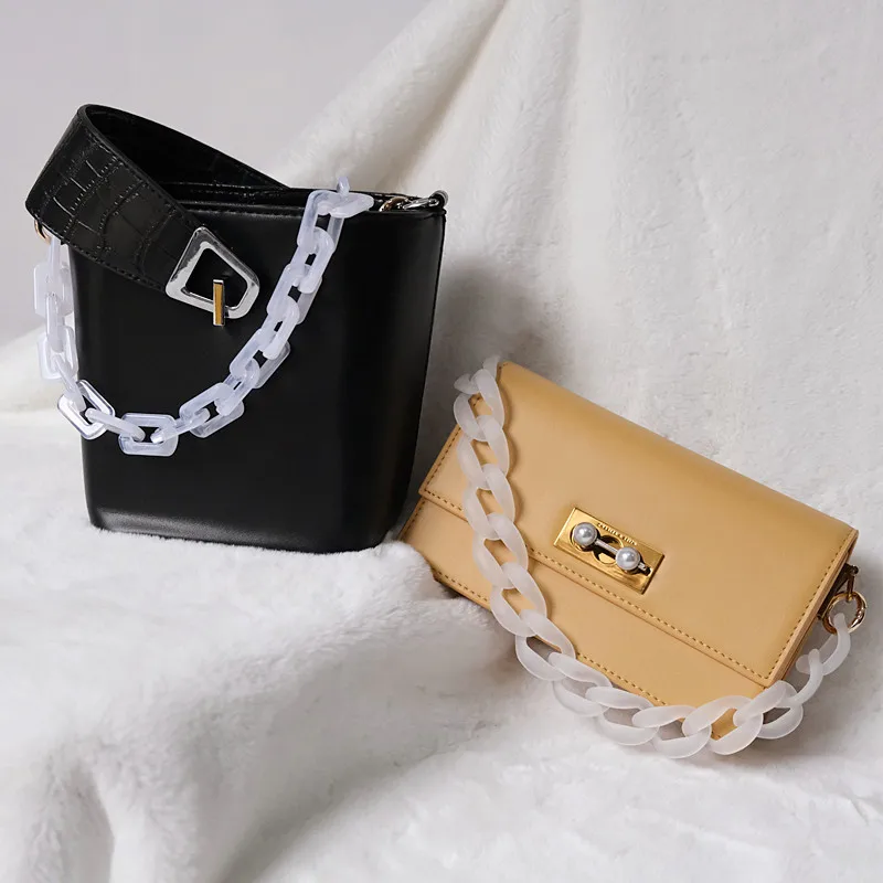 New Fashion Woman Handbag Accessory Chain Detachable Replacement White Transparent Strap Women Shoulder DIY Resin Bag Cute Chain