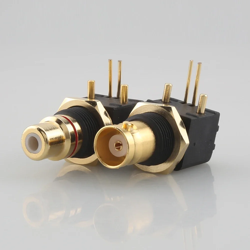 4PCS HI-END PCB Panel Mount RCA Gold Socket Female Jack Audio Video AV Connector LR255