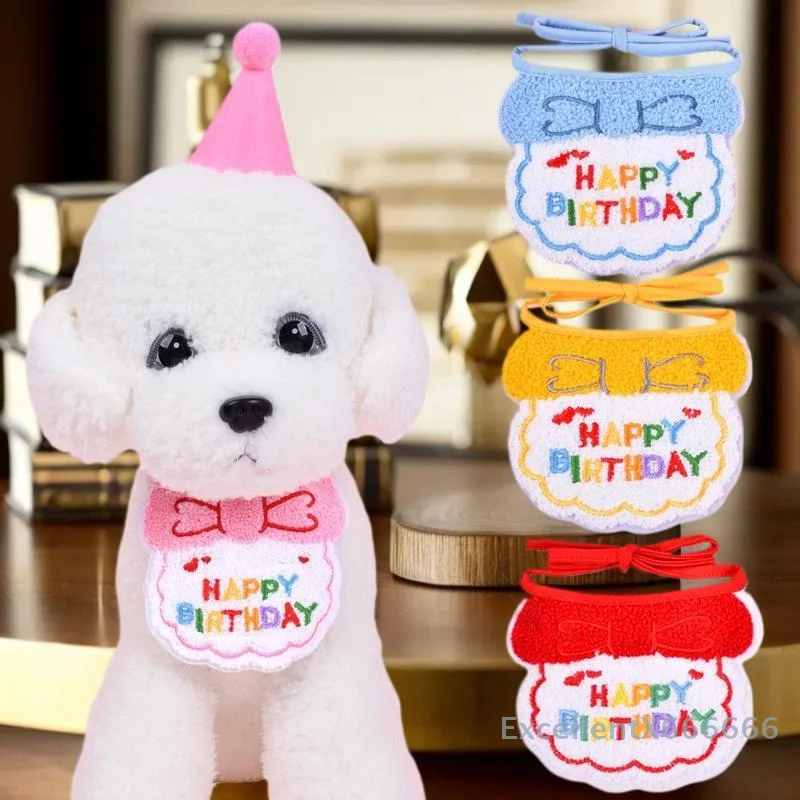 

Cute Pet Cat Dog Birthday Scarf Hat Set Cat Birthday Party Supplies Pet Scarf Birthday Hat Scarf Small Medium Pet Accessories