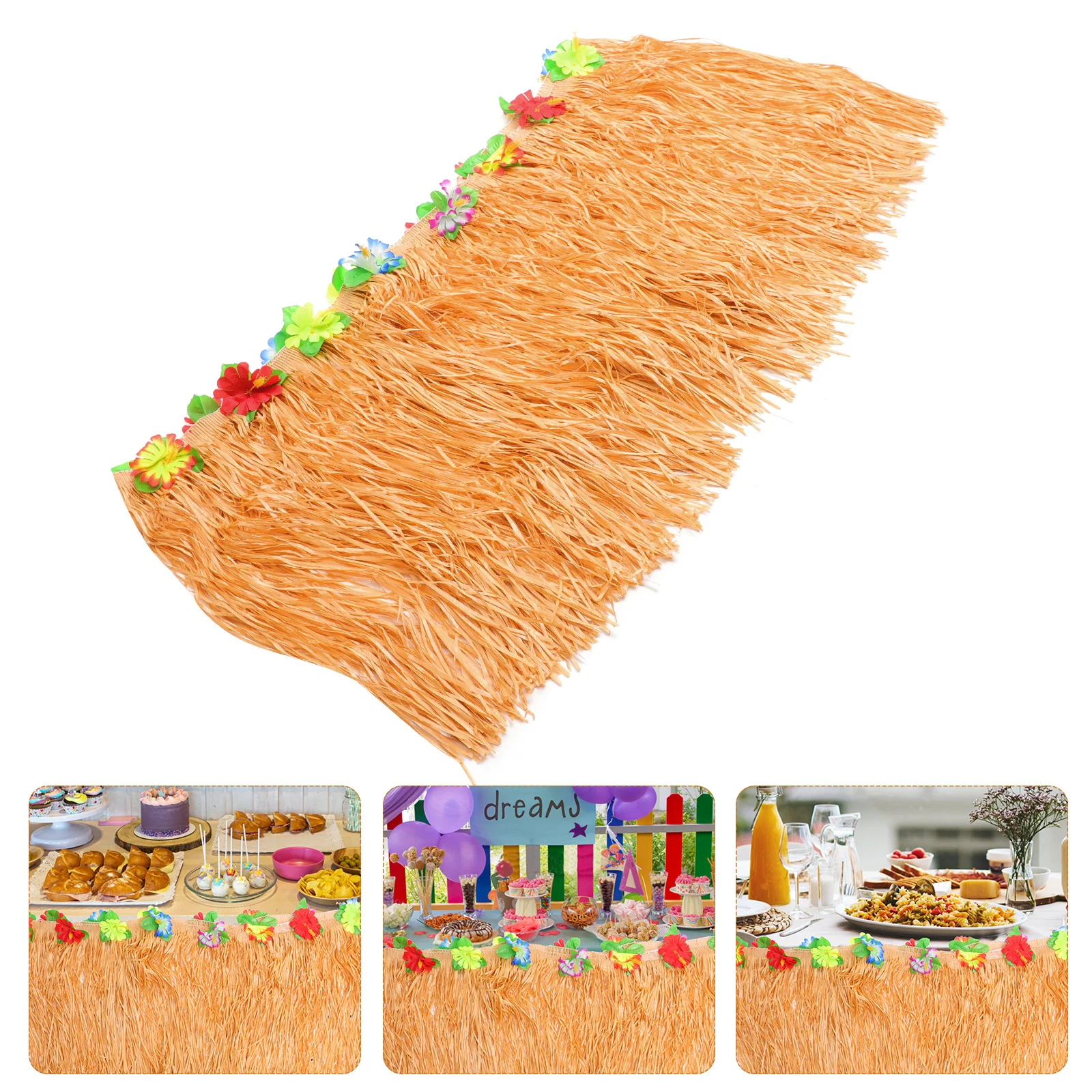 

Festive Tassel Table Skirt Hawaii Style Grass Skirt for Party Wedding Decor Background Hanging Photography Prop Party Supplies