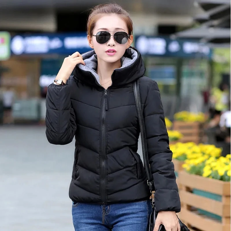 Women\'s down padded jacket thick warm hooded long sleeve South Korea fashion park coat 2023 new