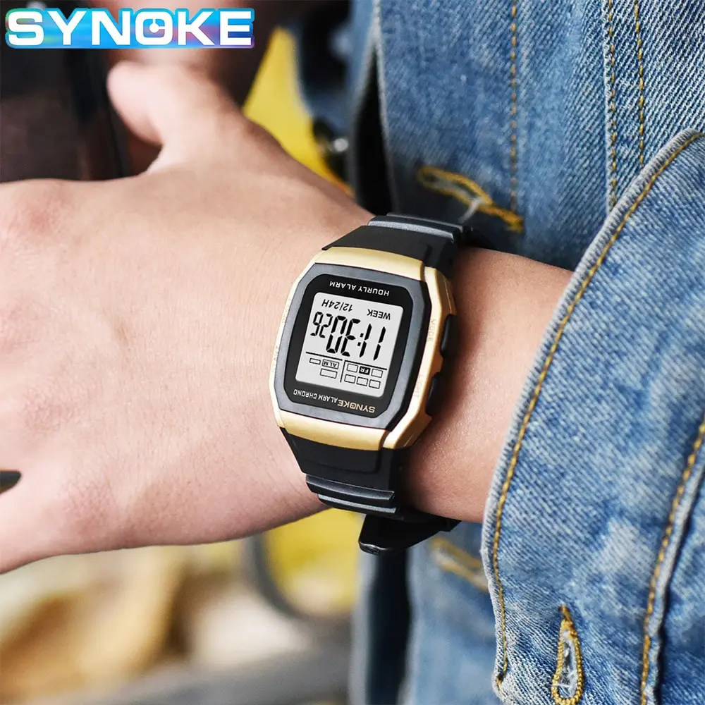 Student Electronic Watch Outdoor Sports Men's Luminous Waterproof Multi-Function Watch Retro Square Watch Gift Watch