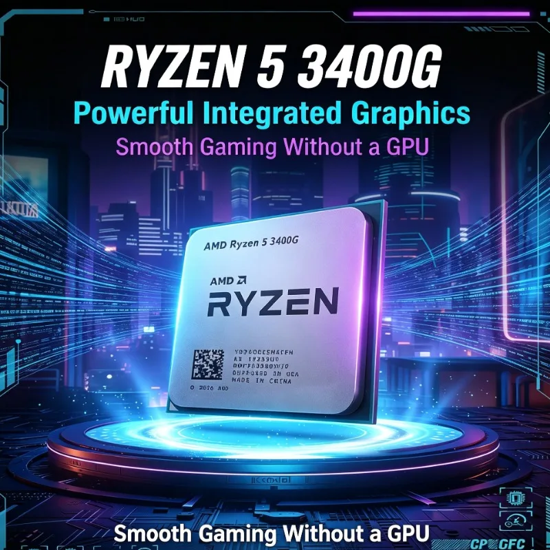 AMD R5 3400G 3.7GHz 4 Core 8 Thread 65W APU Vega 11 Graphics Socket AM4 CPU 12nm No Fan