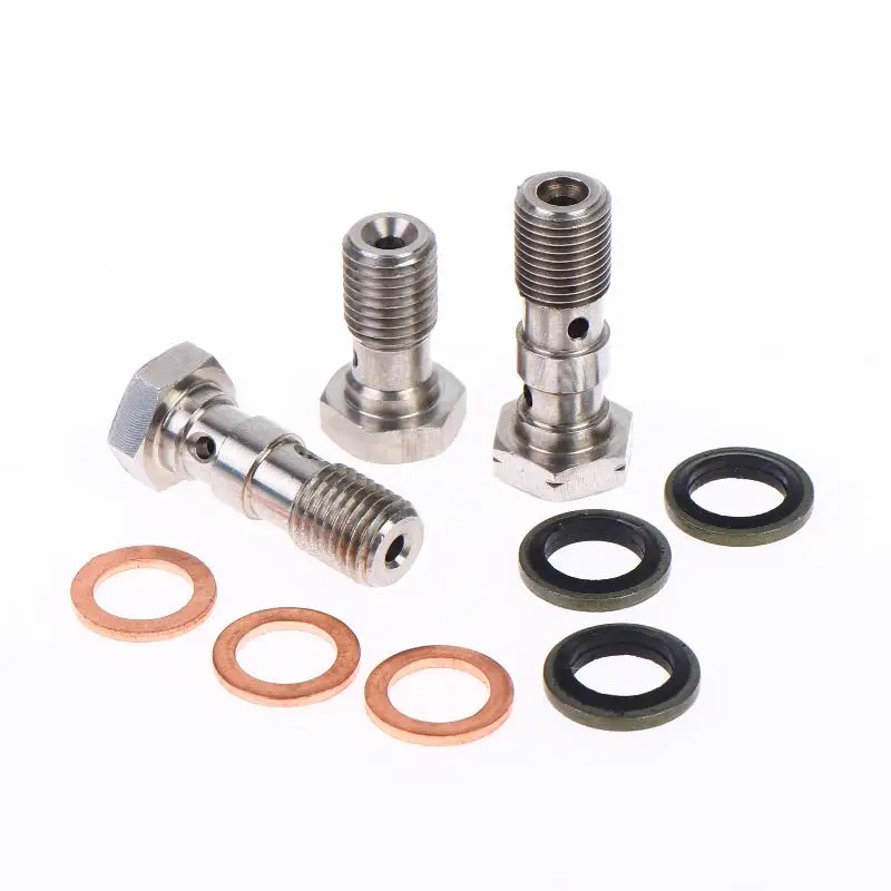 Rust Resistant Motorcycle Bleed Screw Nipple Brake Caliper Banjo Bolt M10*1.0/1.25mm for Motorbike Maintenance