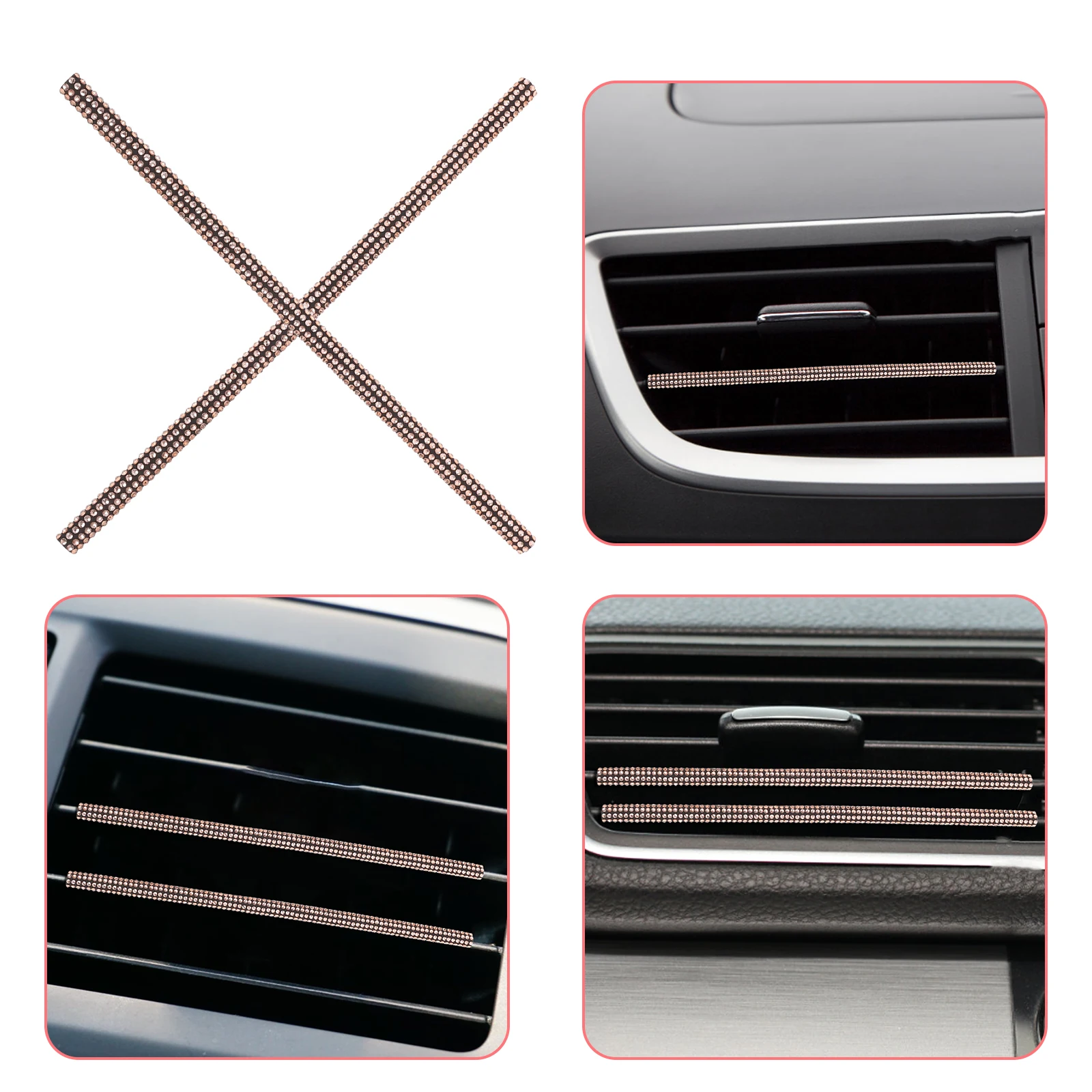 

2pcs Car Air Vent Trims PVC Decorative Strips for Outlet Covers Easy Installation Universal Colored Interior Accessories
