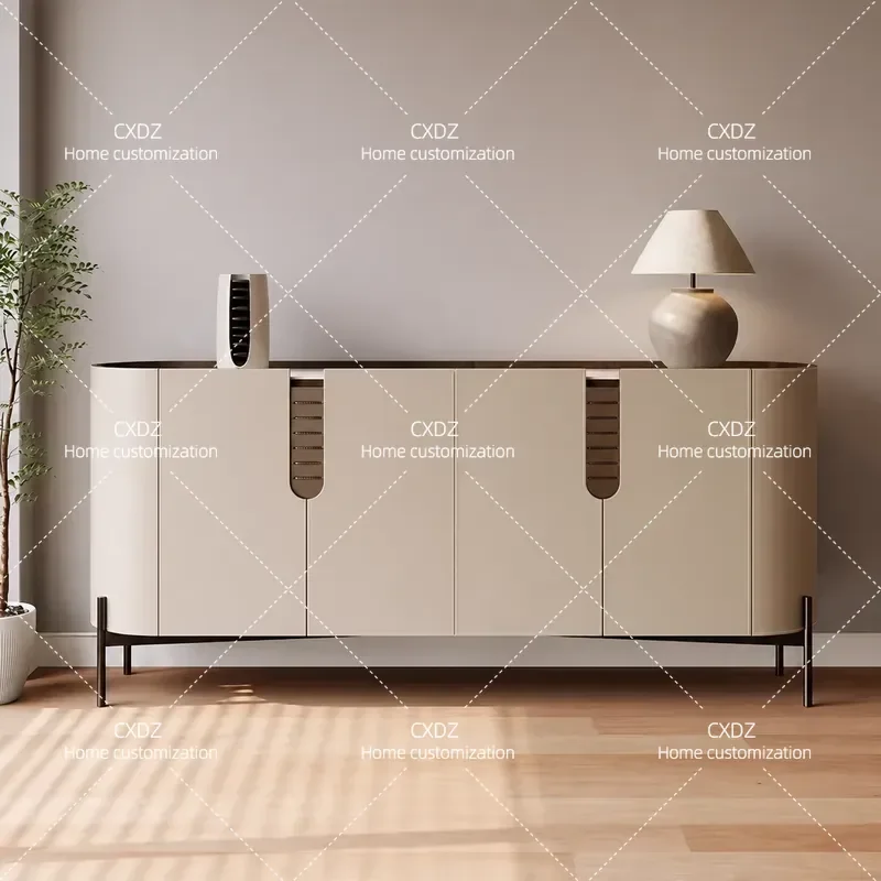 Minimalist Saddle Leather Side Cabinet High TV Stand for Bedroom Living Room Wall Mounted Storage Locker Light Luxury