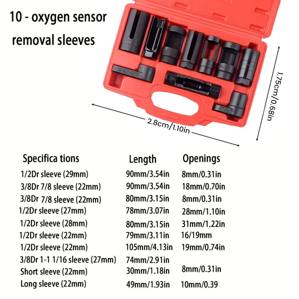 Rimoody 10 قطعة مجموعة مقابس مستشعر الأوكسجين الاستشعار ضغط الزيت إرسال وحدة مجموعة إزالة 3/8 بوصة 1/2 بوصة O2 الاستشعار وجع محركات