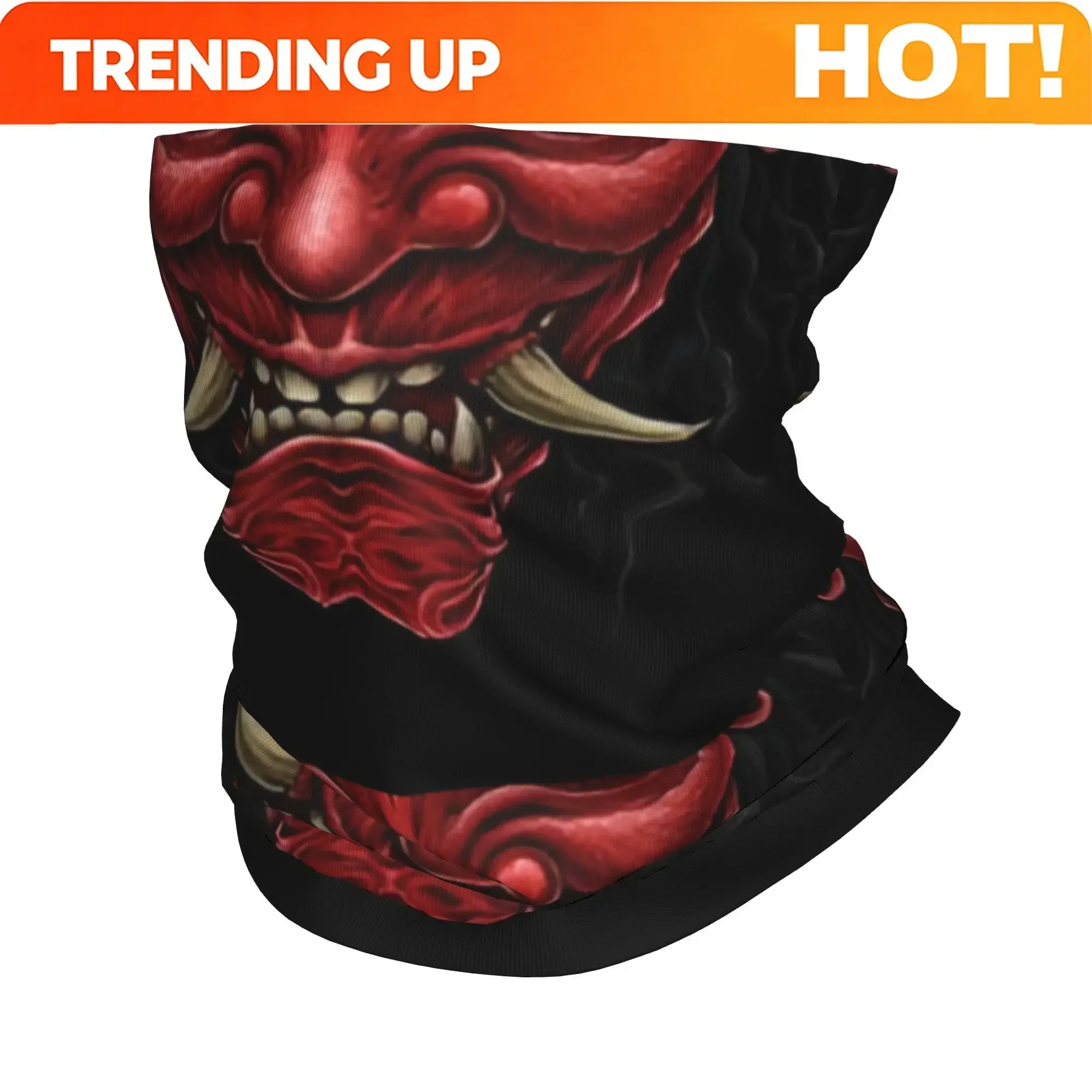 Custom Custom Samurai Oni Demon Neck Gaiter Women Men UV Protection Winter Japanese Vaporwave Ronin Bandana Scarf