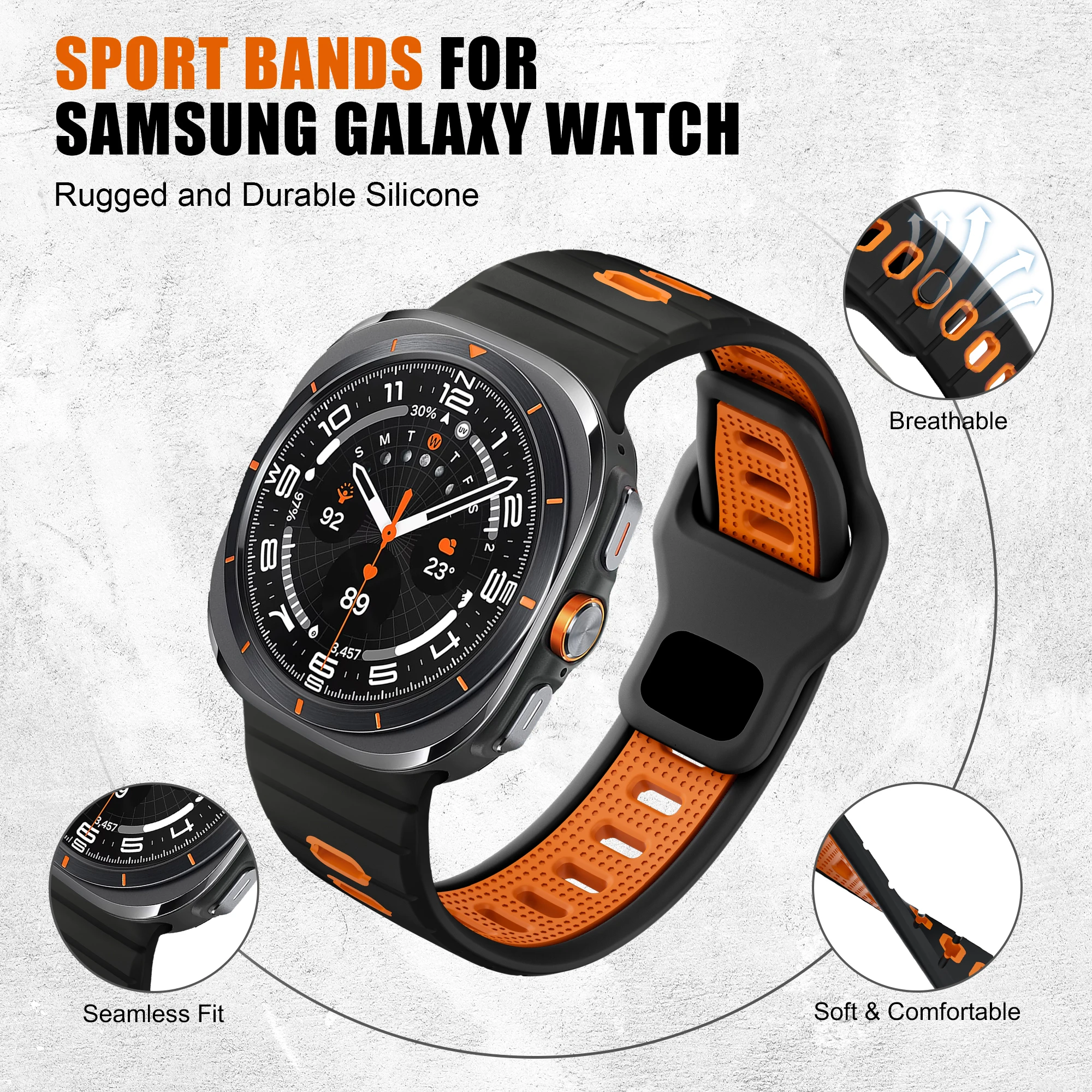 Sports Bands for Samsung Galaxy Watch Ultra Strap 47mm Accessories smartwatch Silicone correa Bracelet Galaxy Watch Ultra Straps