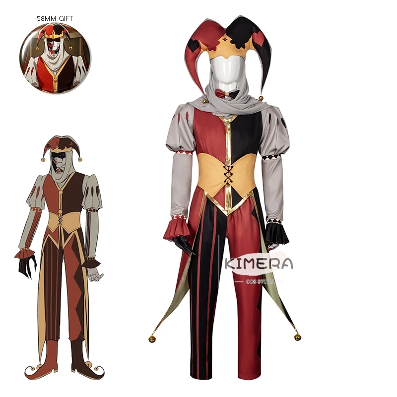 

Game Kingdom of Marionettes Jestyn Cosplay Clown Puppet Costume Hat Full Set Uniforms Halloween Mens Clothes Gloves Prop
